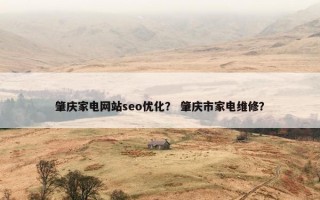 肇庆家电网站seo优化？ 肇庆市家电维修？