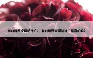 有口碑西安网站推广？ 有口碑西安网站推广是真的吗？