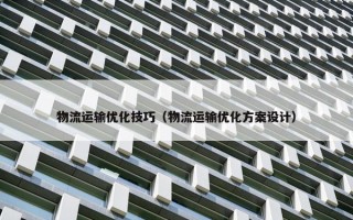 物流运输优化技巧（物流运输优化方案设计）