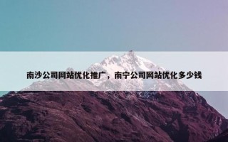 南沙公司网站优化推广，南宁公司网站优化多少钱