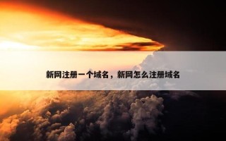 新网注册一个域名，新网怎么注册域名