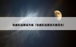 交通队伍建设方案（交通队伍建设方案范文）