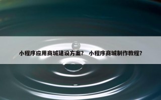 小程序应用商城建设方案？ 小程序商城制作教程？