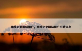 承德企业网站推广，承德企业网站推广招聘信息