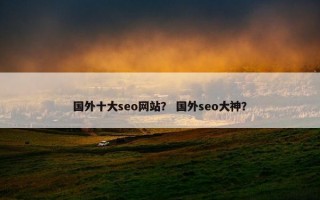 国外十大seo网站？ 国外seo大神？