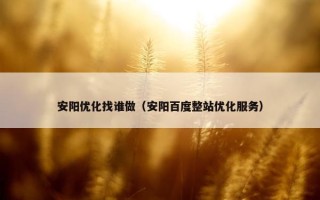 安阳优化找谁做（安阳百度整站优化服务）