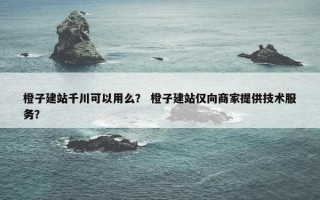 橙子建站千川可以用么？ 橙子建站仅向商家提供技术服务？