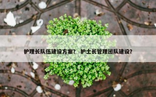 护理长队伍建设方案？ 护士长管理团队建设？