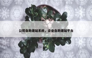 公司自助建站系统，企业自助建站平台
