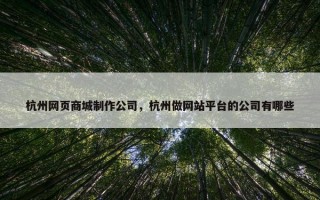 杭州网页商城制作公司，杭州做网站平台的公司有哪些