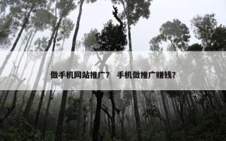 做手机网站推广？ 手机做推广赚钱？