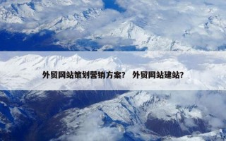 外贸网站策划营销方案？ 外贸网站建站？