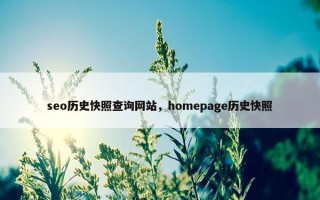 seo历史快照查询网站，homepage历史快照