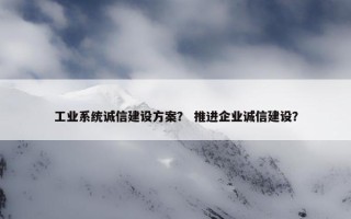 工业系统诚信建设方案？ 推进企业诚信建设？