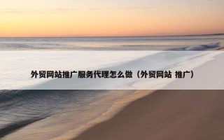 外贸网站推广服务代理怎么做（外贸网站 推广）