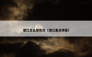 潜江怎么做优化（潜江重点项目）