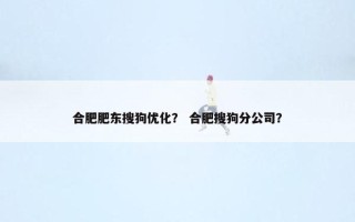 合肥肥东搜狗优化？ 合肥搜狗分公司？