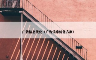 广告信息优化（广告信息优化方案）