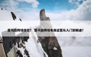 亚马逊跨境优化？ 亚马逊跨境电商运营从入门到精通？