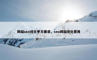 网站seo优化甲方要求，seo网站优化费用