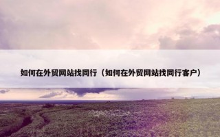 如何在外贸网站找同行（如何在外贸网站找同行客户）