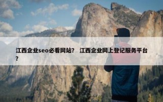 江西企业seo必看网站？ 江西企业网上登记服务平台？