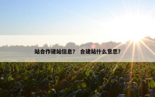 站合作建站信息？ 合建站什么意思？
