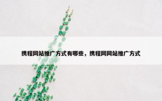携程网站推广方式有哪些，携程网网站推广方式
