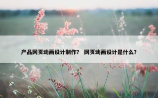 产品网页动画设计制作？ 网页动画设计是什么？