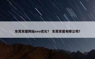 东莞家居网站seo优化？ 东莞家居有限公司？