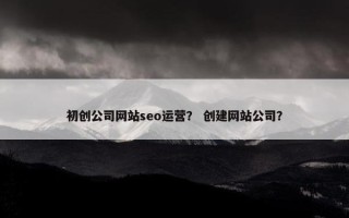 初创公司网站seo运营？ 创建网站公司？