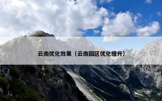 云南优化效果（云南园区优化提升）