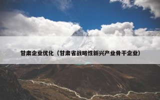 甘肃企业优化（甘肃省战略性新兴产业骨干企业）