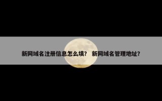 新网域名注册信息怎么填？ 新网域名管理地址？