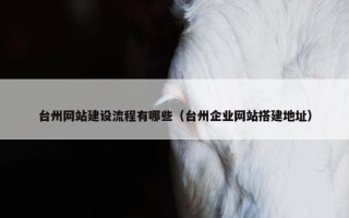 台州网站建设流程有哪些（台州企业网站搭建地址）