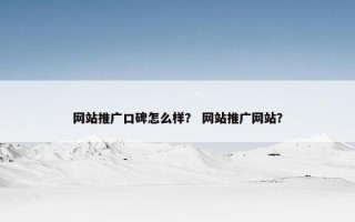 网站推广口碑怎么样？ 网站推广网站？