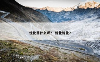 优化目什么呢？ 优化优化？