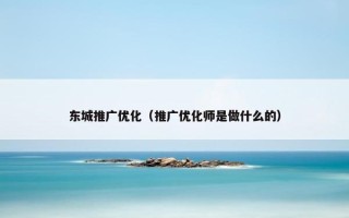 东城推广优化（推广优化师是做什么的）