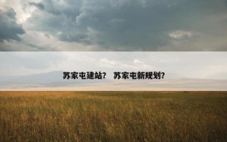 苏家屯建站？ 苏家屯新规划？