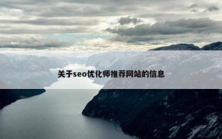 关于seo优化师推荐网站的信息