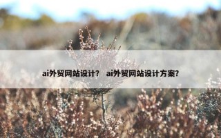 ai外贸网站设计？ ai外贸网站设计方案？