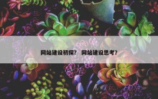 网站建设初探？ 网站建设思考？