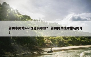 莆田市网站seo优化有哪些？ 莆田网页搜索排名提升？