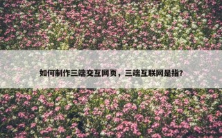 如何制作三端交互网页，三端互联网是指?