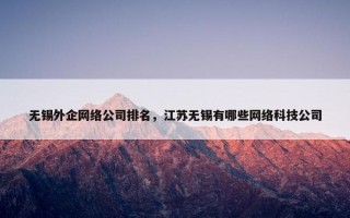 无锡外企网络公司排名，江苏无锡有哪些网络科技公司