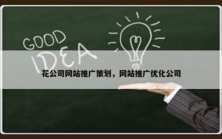 花公司网站推广策划，网站推广优化公司