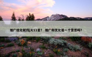 推广优化就找j火11星？ 推广和优化是一个意思吗？