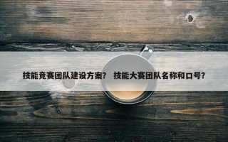 技能竞赛团队建设方案？ 技能大赛团队名称和口号？