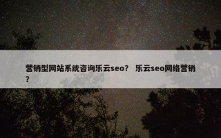 营销型网站系统咨询乐云seo？ 乐云seo网络营销？