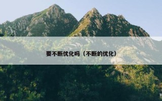 要不断优化吗（不断的优化）